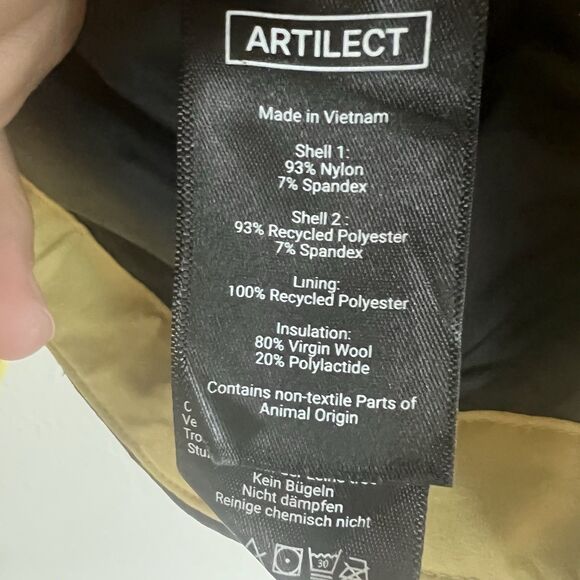 Artilect Systems A/SYS-4 Wool Insulated Full Zip Jacket Large Yellow Full Zip - Picture 4 of 12